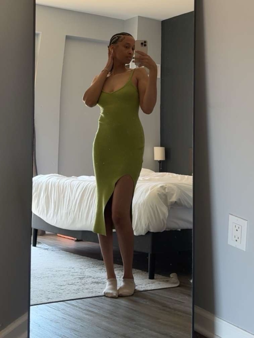 Windsor Lime Green Ribbed Tank Mini Dress - Picture 3 of 4